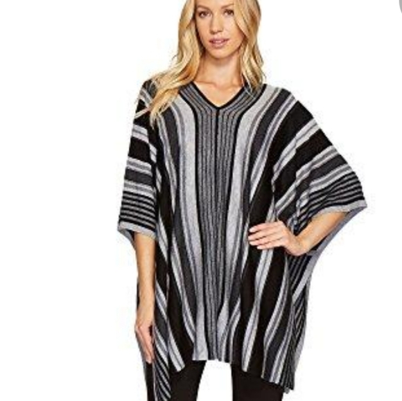 Michael Stars Sweaters - Michael Stars All Stripe Ruana in Black OS